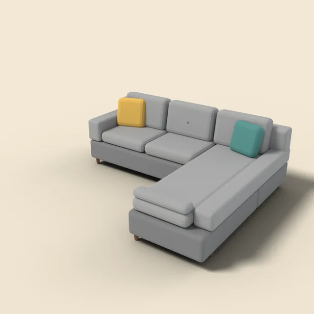 L-shaped sectional sofa in grey