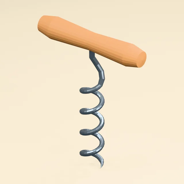 Wood-handled helical corkscrew