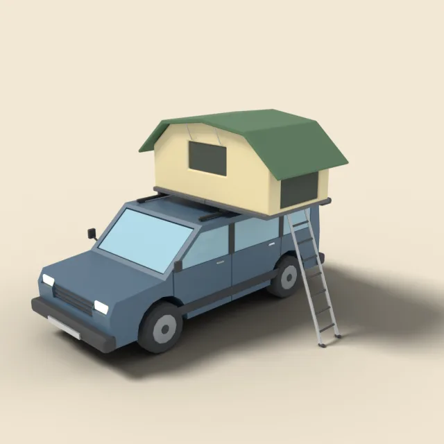 Rooftop tent on car roof rack