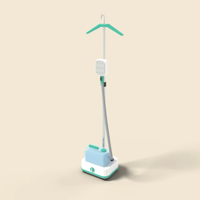 Garment steamer with pole