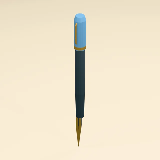 Posted-cap fountain pen with split gold nib