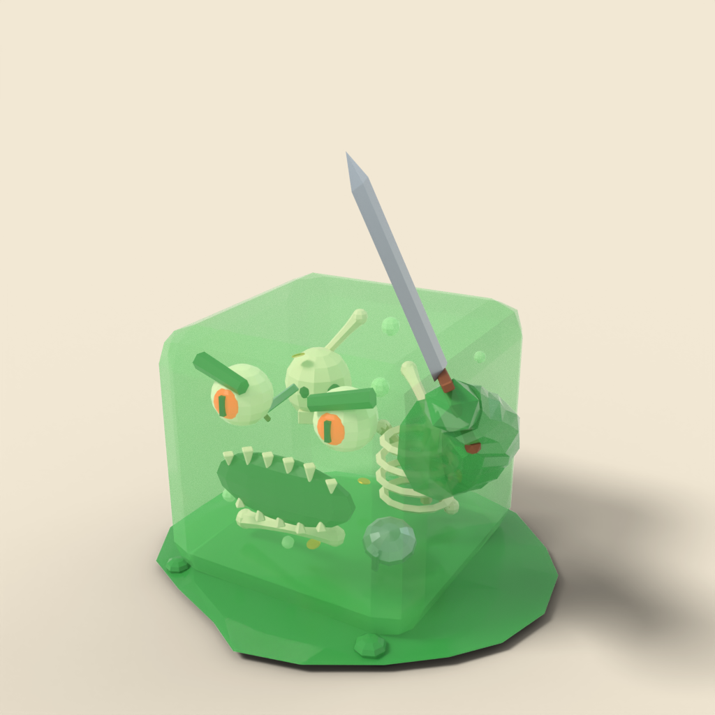 Gelatinous cube with bones inside