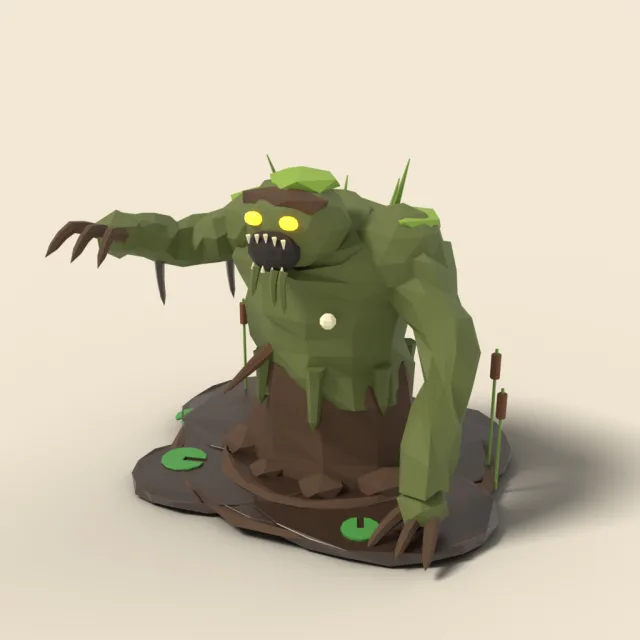Bog monster rising from mud