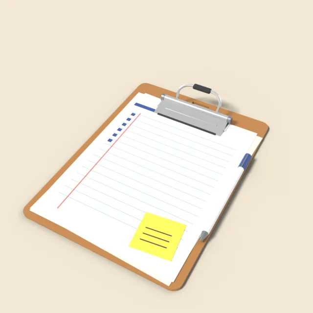 Clipboard with paper sheet