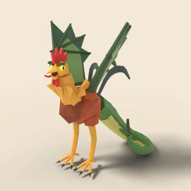Cockatrice flapping wings