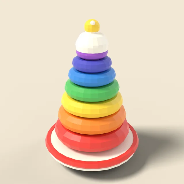 Stacking ring tower in rainbow colours