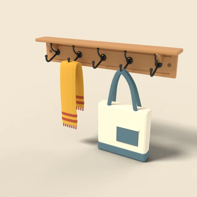 Coat hook rack wall