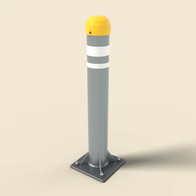 Steel bollard with yellow cap