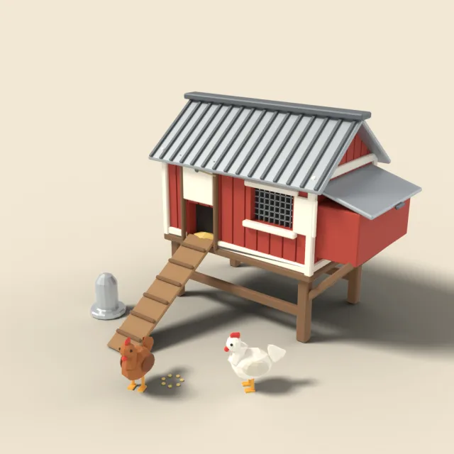 Chicken coop with ramp