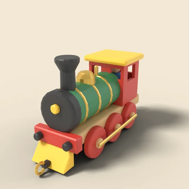 Toy wooden train engine