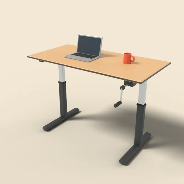 Standing desk with crank