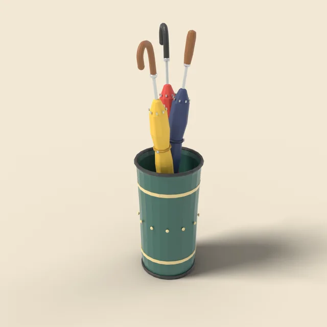 Umbrella stand with umbrellas