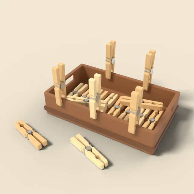 Wooden clothespin set