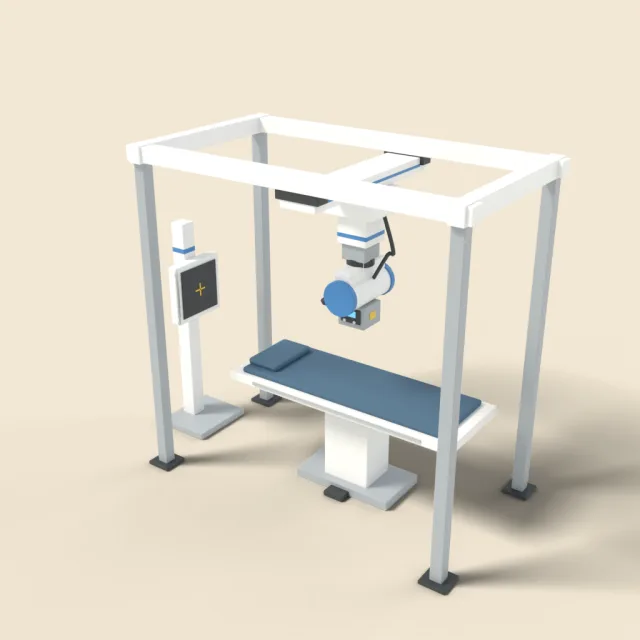 X-ray machine with ceiling arm