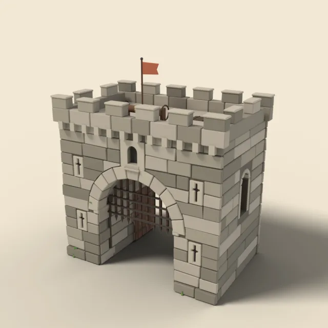 Town gatehouse with portcullis