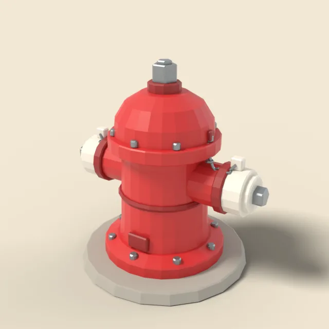 Squat red fire hydrant with side caps