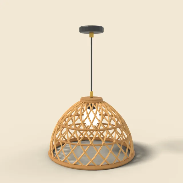 Woven rattan pendant lamp shade