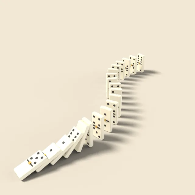 Dominoes toppling line