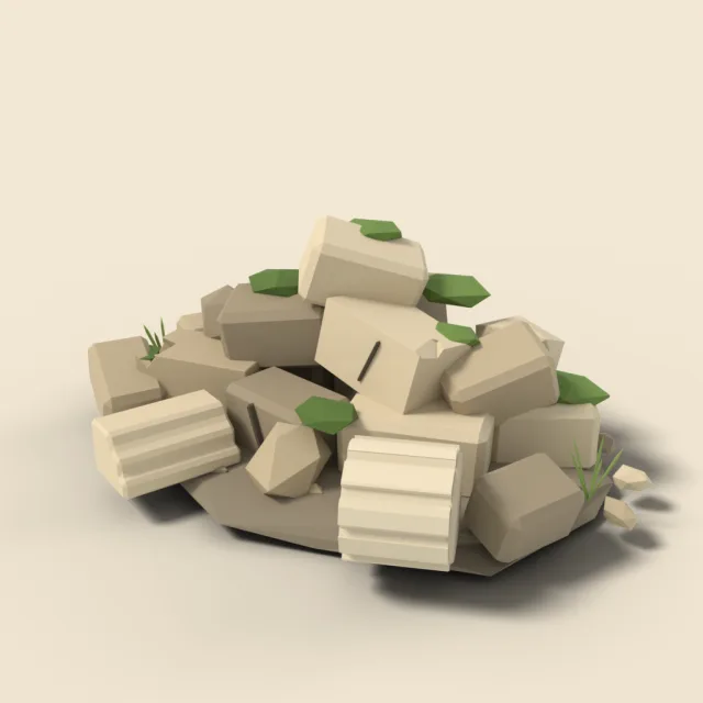Rubble pile of cut stones