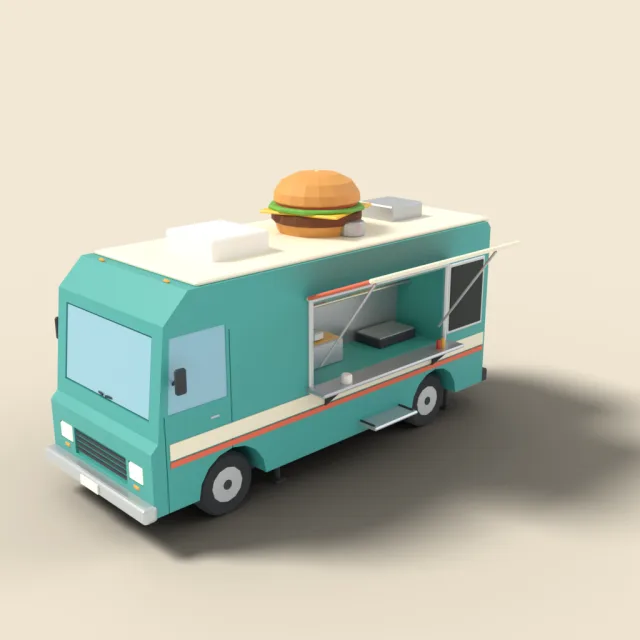 Food truck with serving window