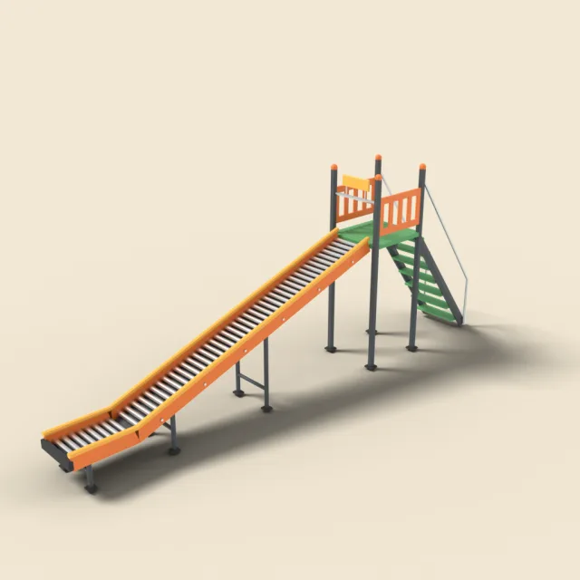 Roller slide with metal rollers