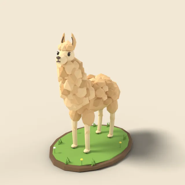 Standing alpaca with fluffy neck