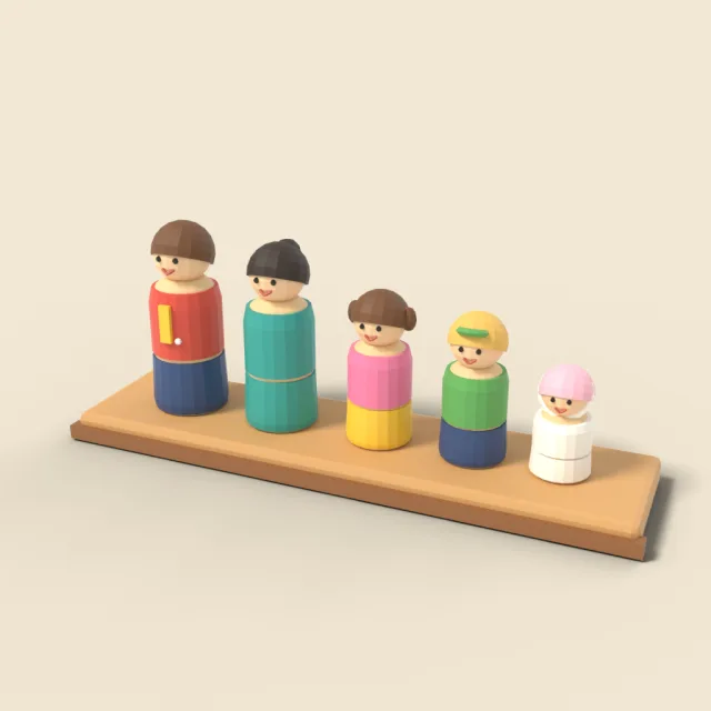 Wooden peg doll family