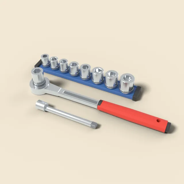 Socket wrench with sockets