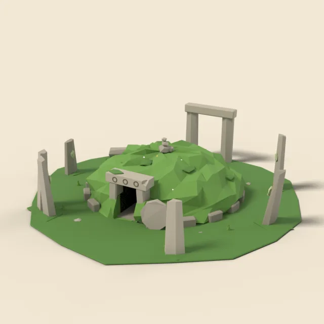 Burial mound with standing stones