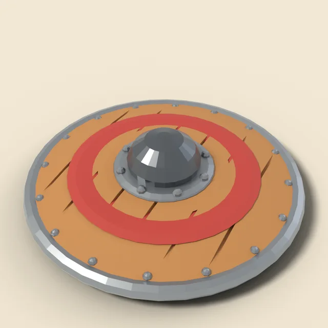 Round wooden buckler with iron boss