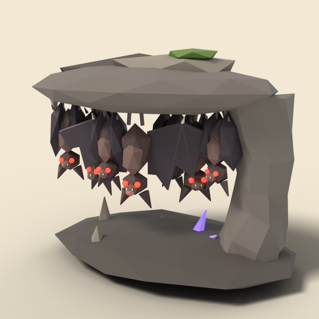 Cave bat cluster hanging
