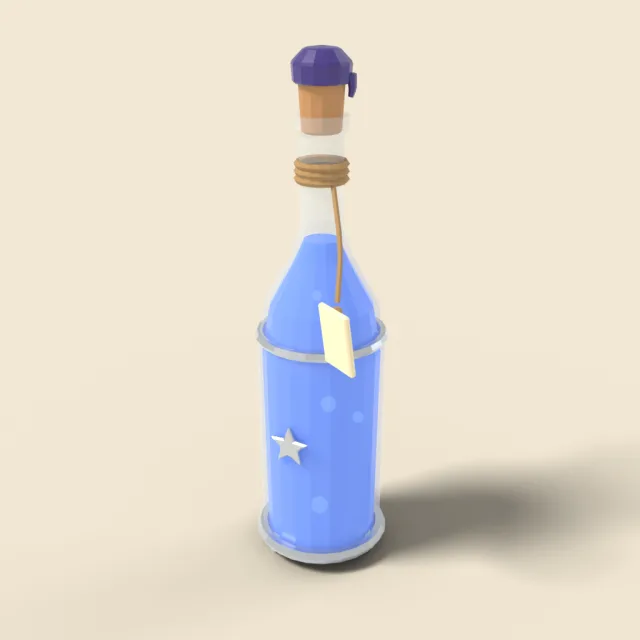 Tall blue mana potion in slim flask