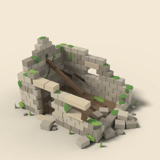 Ruined house walls