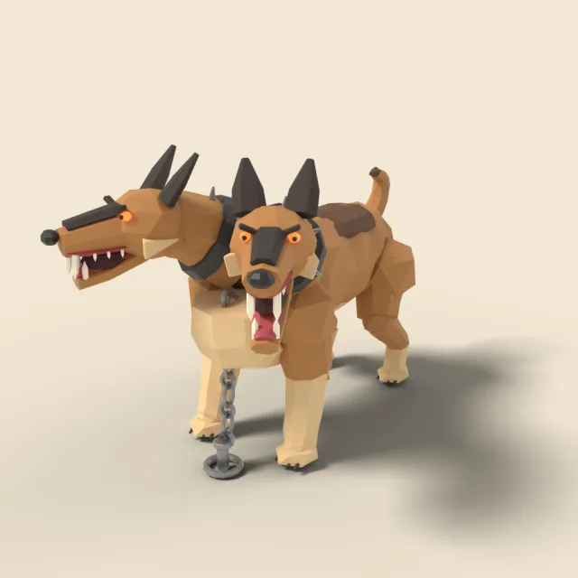 Two-headed dog guarding
