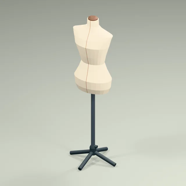 Tailors cloth torso dress form on adjustable four foot stand