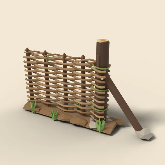 Wattle fence end post