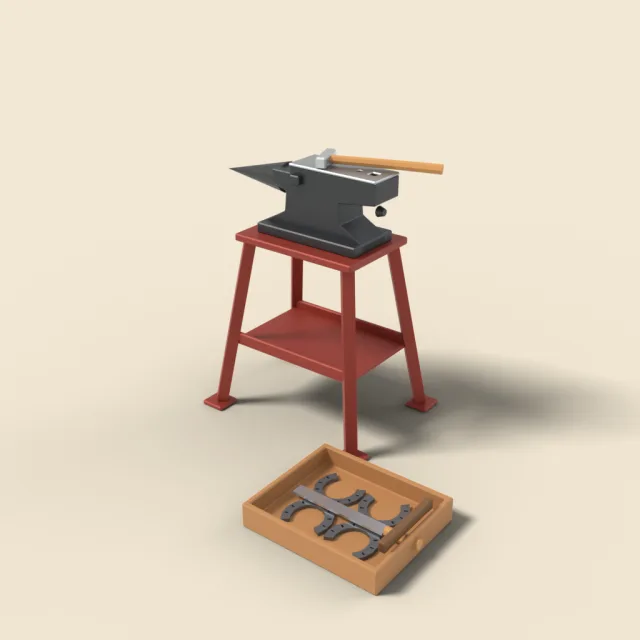 Horseshoe set and anvil