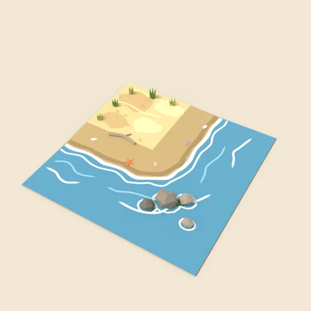 Beach shoreline outer corner tile