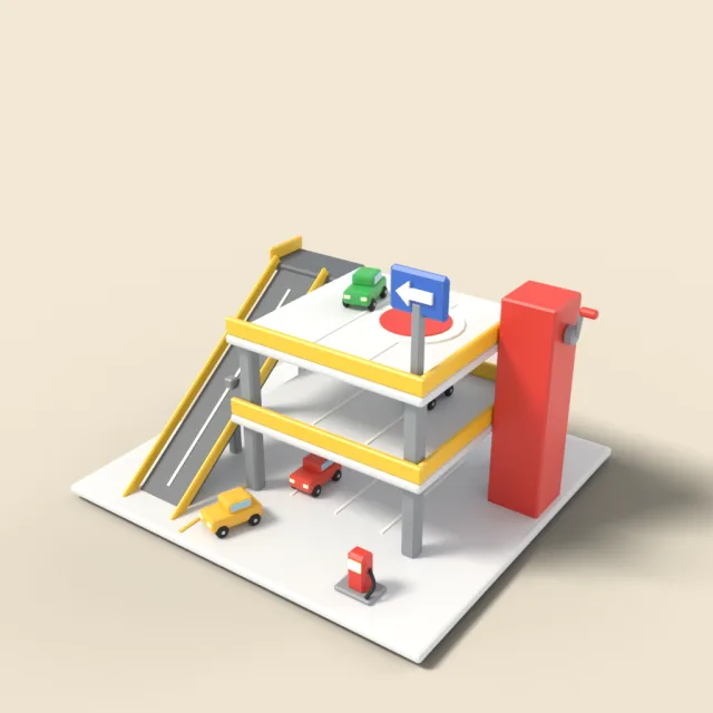 Toy garage with ramp