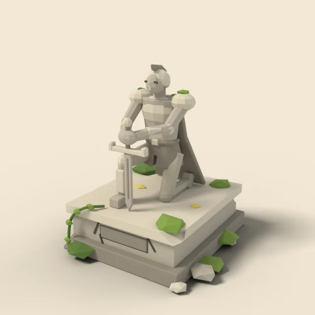 Kneeling stone guardian statue