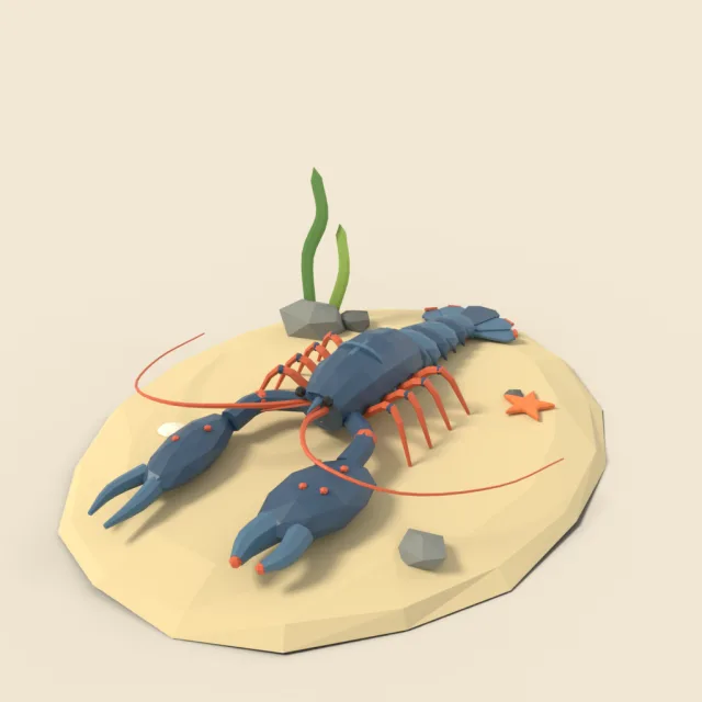 Lobster on sea floor