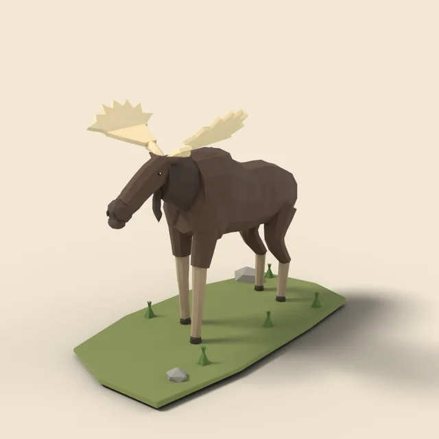 Bull moose with wide antlers