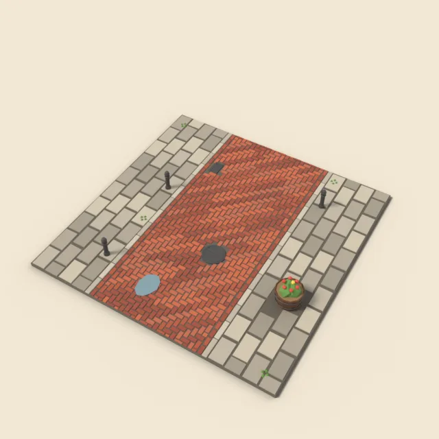 Herringbone brick street tile