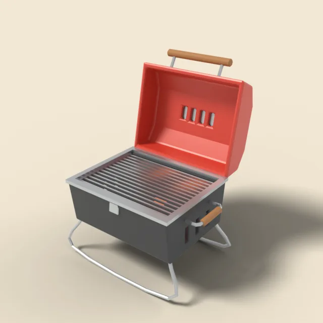 Portable charcoal grill with lid