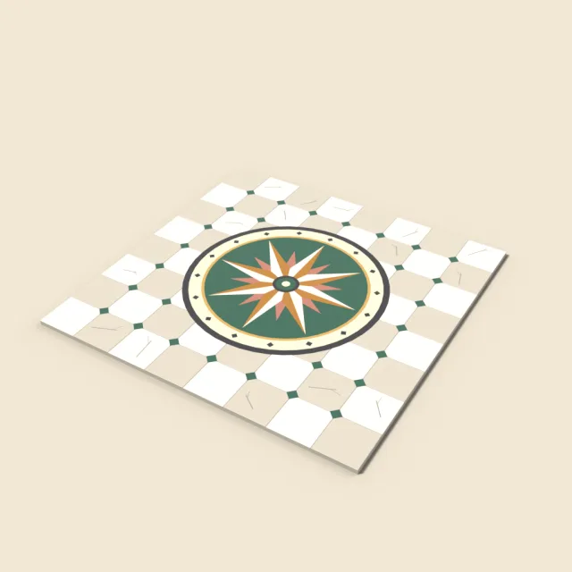 Marble plaza tile with inlaid star