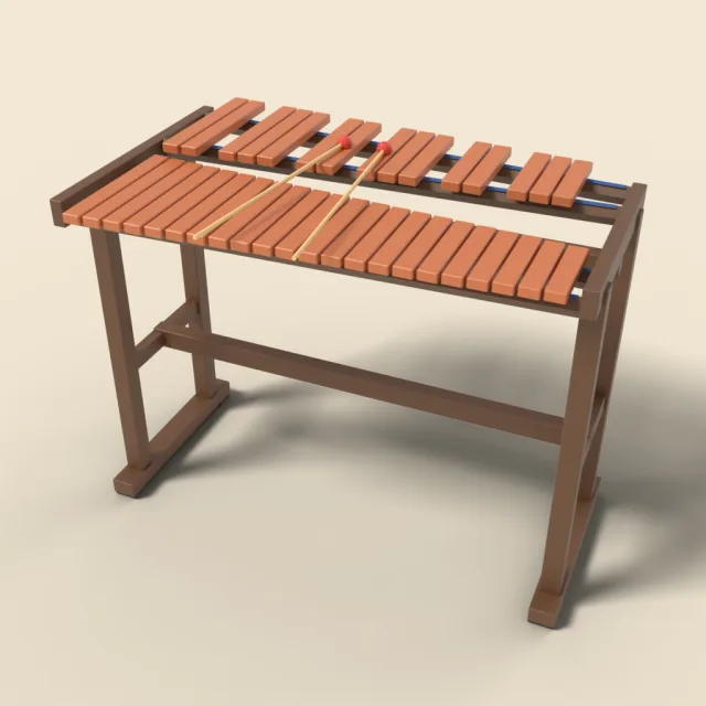 Wooden xylophone with mallets