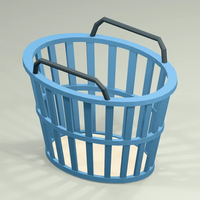 Open slatted laundry basket with raised carrying handles
