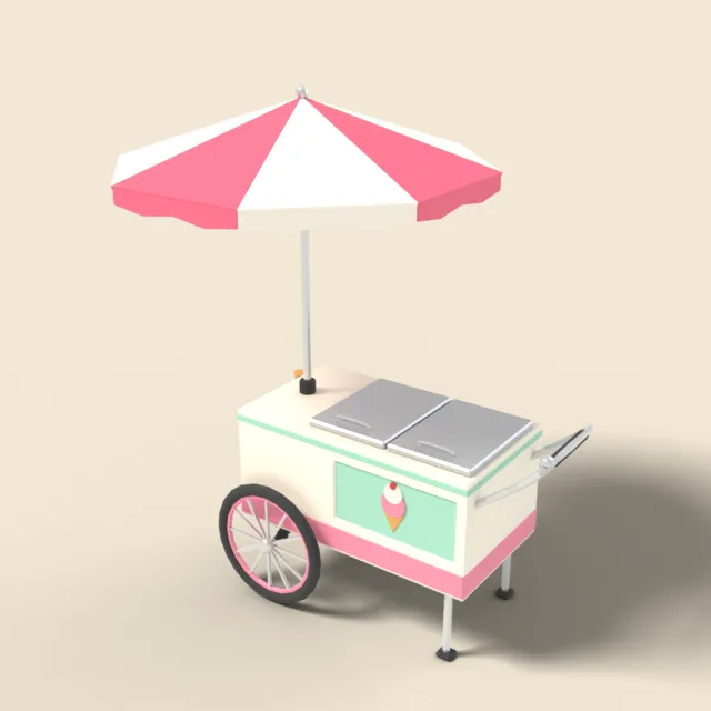 Ice cream cart with umbrella