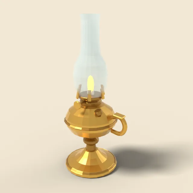 Brass oil lamp with glass chimney