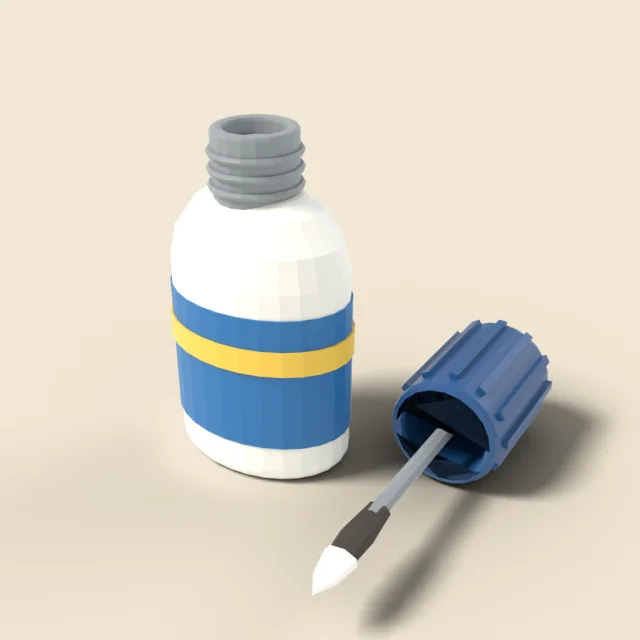 Correction fluid bottle with brush